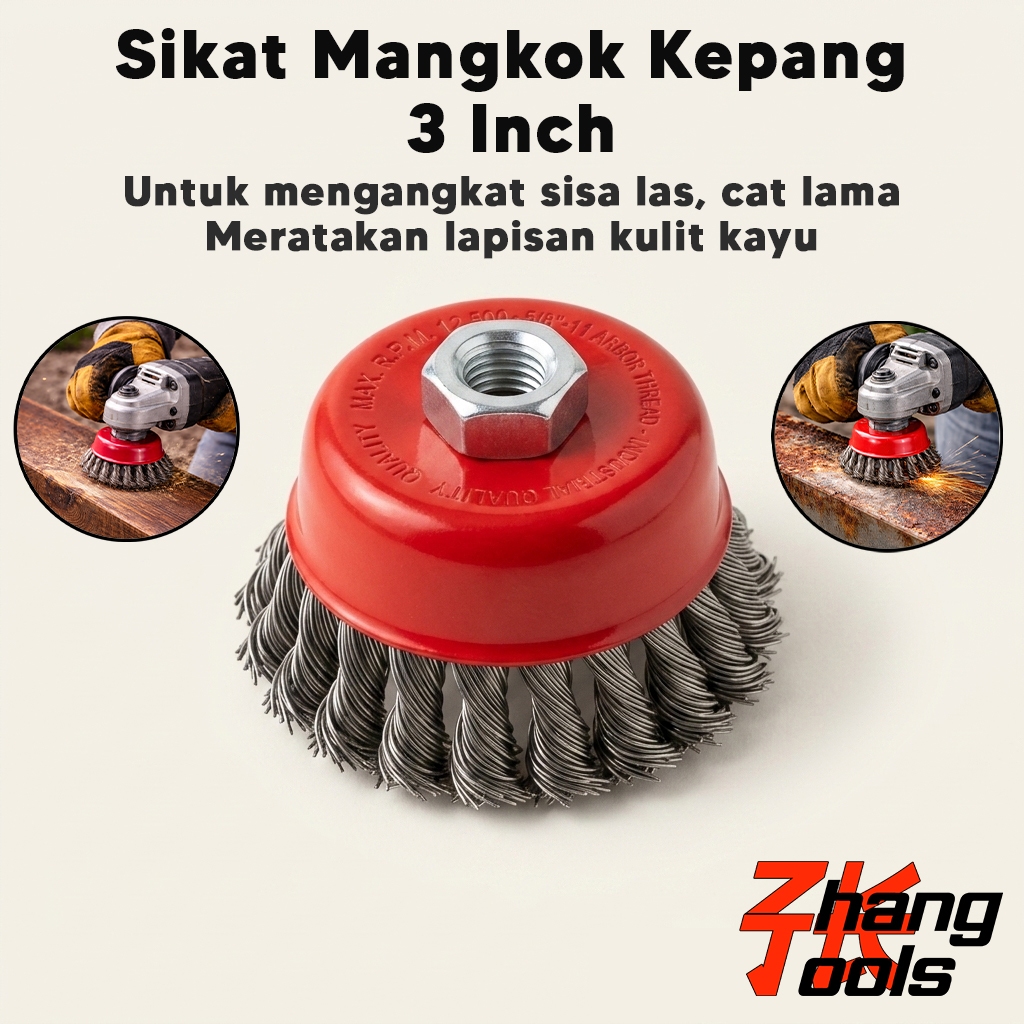 Sikat Mangkok Kepang / Wire Cup Brush 3 Inch