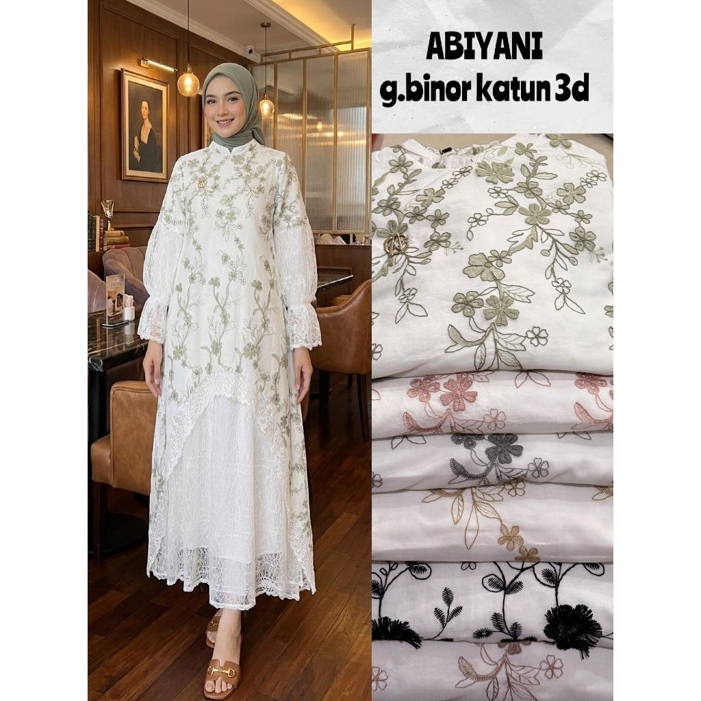 Gamis binor katun bordir 3D by.abiyan