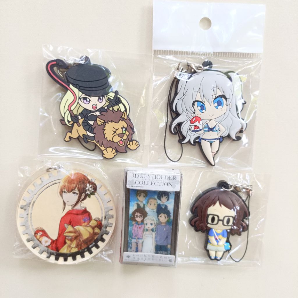 (RARE) Anohana Steins gate Charlotte Noragami keychain ganci akrilik rubber official