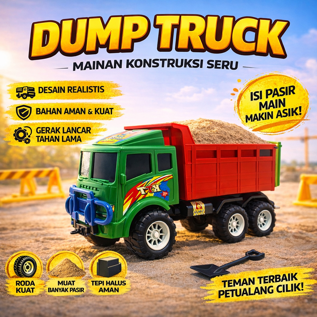 Mainan Truk Dump Truck Anak KTT 210 Mobil Truck Pasir Mainan Konstruksi Anak Mobil Truk Besar Plasti