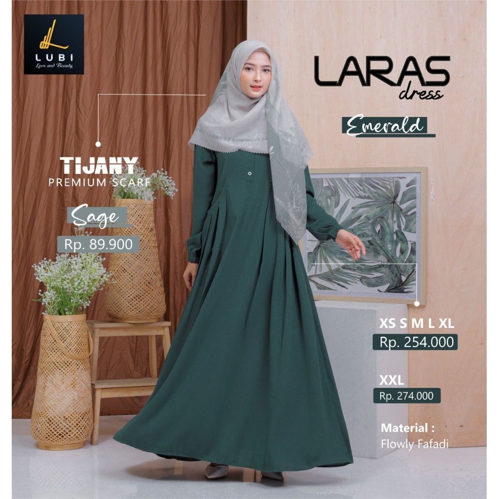 LARAS DRESS EMERALD TERBARU LUBI - Busana Muslim Terbaru - Dress Terbaru - Gamis Kekinian - Gamis Wa