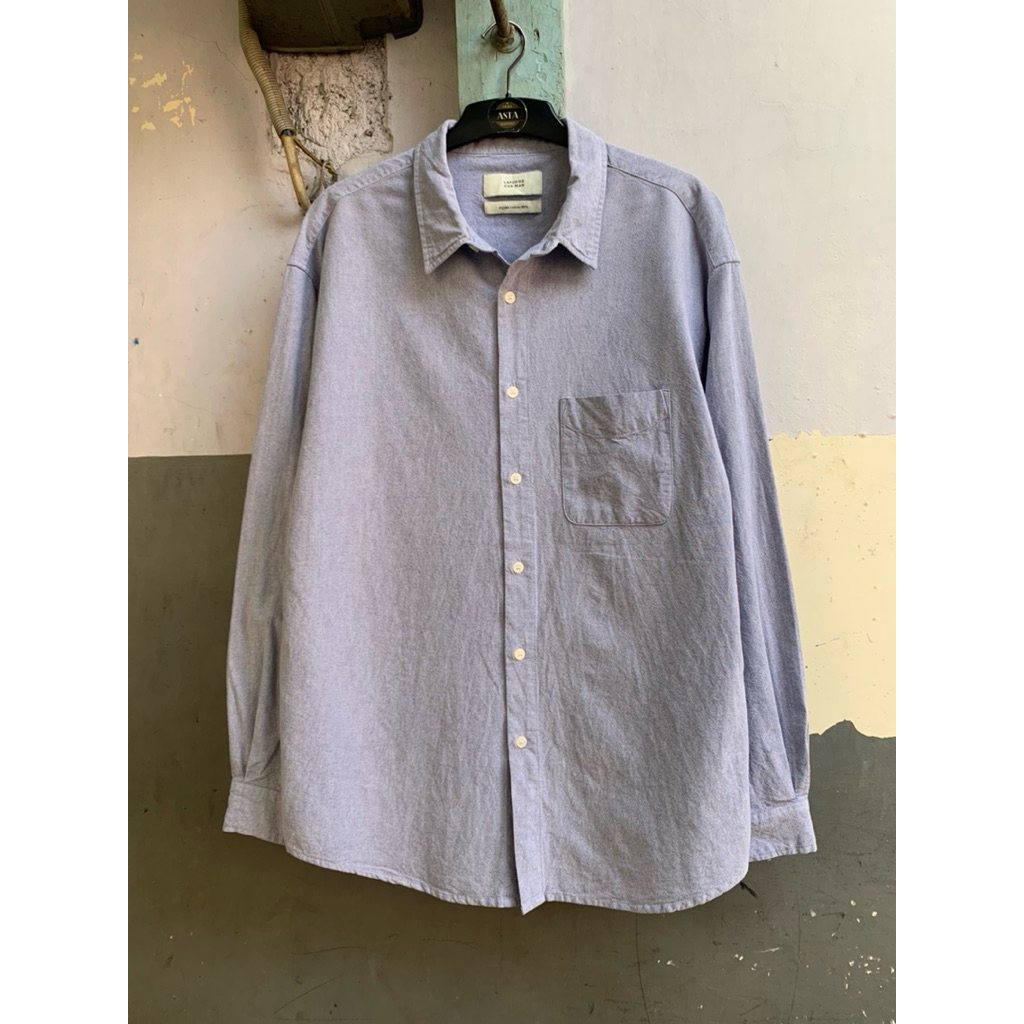 kemeja pria Lafudge polos oxford lengan panjang preloved size L