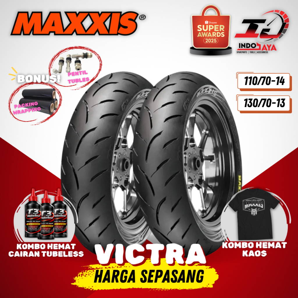 [PAKET MURAH SEPASANG] BAN MAXXIS VICTRA TUBELESS (110/80-14 & 130/70-13) BAN LUAR MOTOR ADV DEPAN B