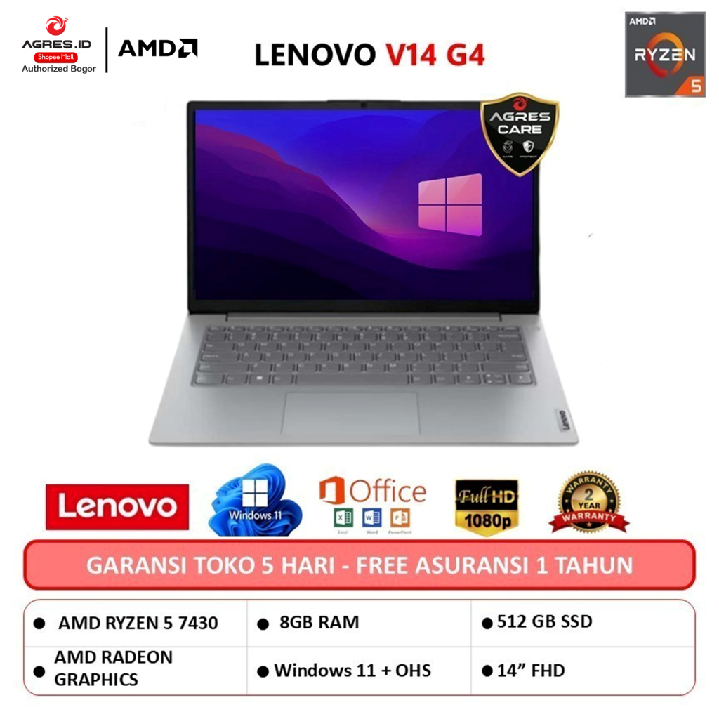 LENOVO V14 G4 RYZEN 5 7430 8GB 512GB W11+OHS 14.0FHD