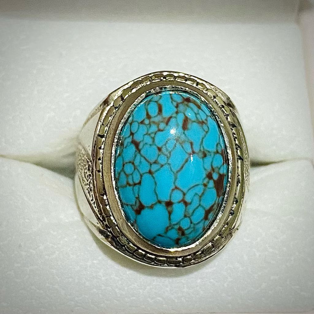 cincin batu akik pirus mesir biru robin urat merah beras wutah
