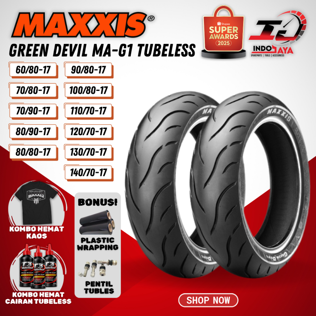 (FREE PENTIL + WRAPPING) BAN MAXXIS GREEN DEVIL ( 70/90 - 80/90 - 80/80 - 90/80 - 100/80 - 110/70 - 