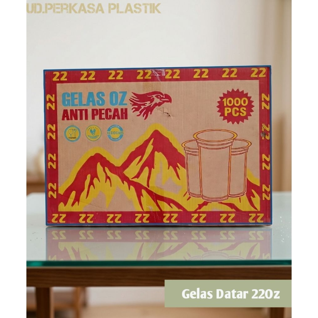 ( 1 Dus Isi 1000 Pcs ) Gelas Cup 22 Oz 8 Gram INDOKU | Cup Datar 22 Oz