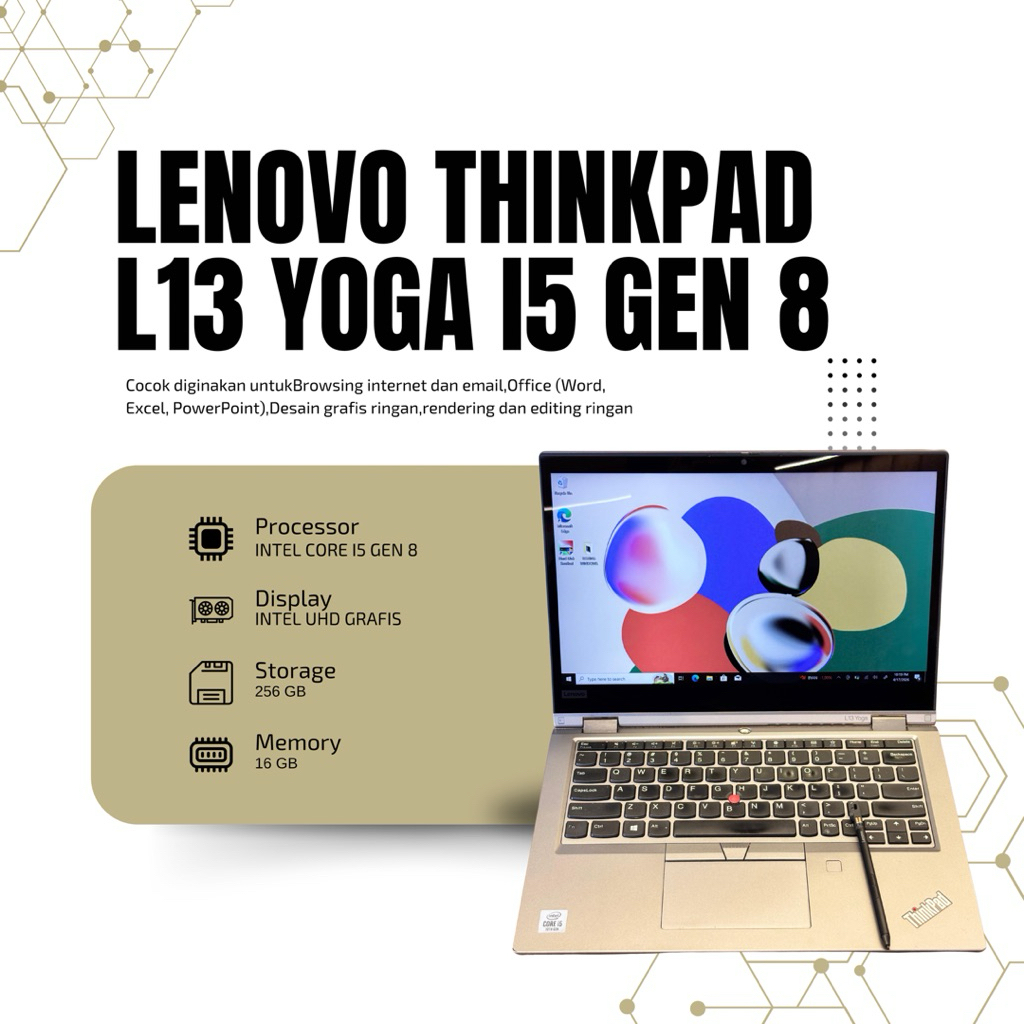 LENOVO THINKPASD L13 YOGA PROSESOR I5  GEN 10 MEMORI 16GB SSD 256 GB