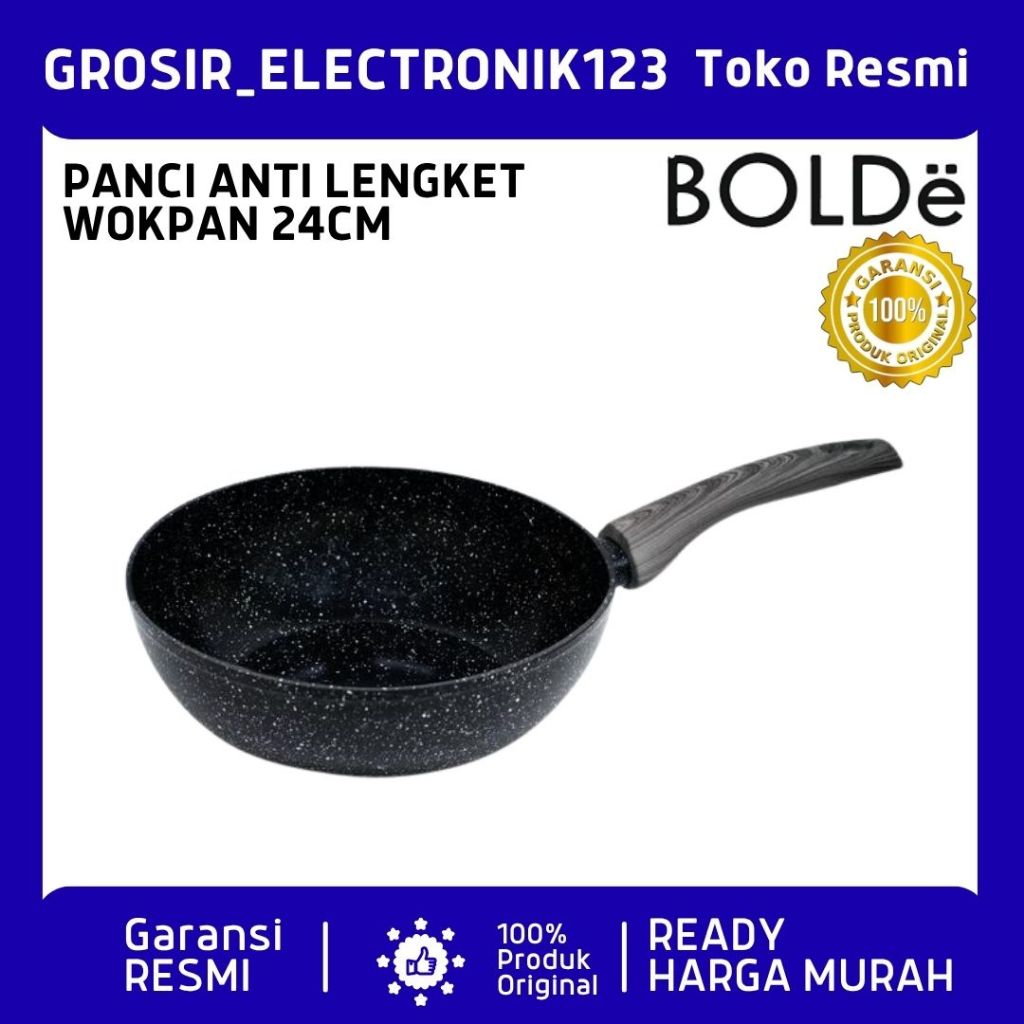 BOLDe PRINCESS Series SILVER STONE PAN SERIES - PANCI ANTI LENGKET - Wok Pan 24