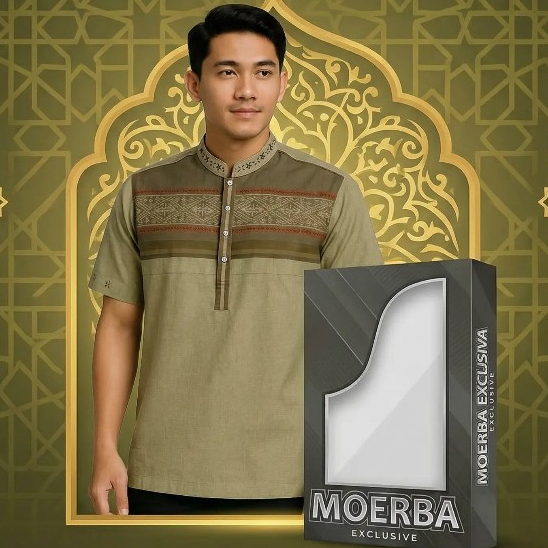 SumberRejekiJeans (BONUS DUS) MOERBA Baju Koko Pria Lengan Pendek Terbaru Bahan Songket Warna Halus 