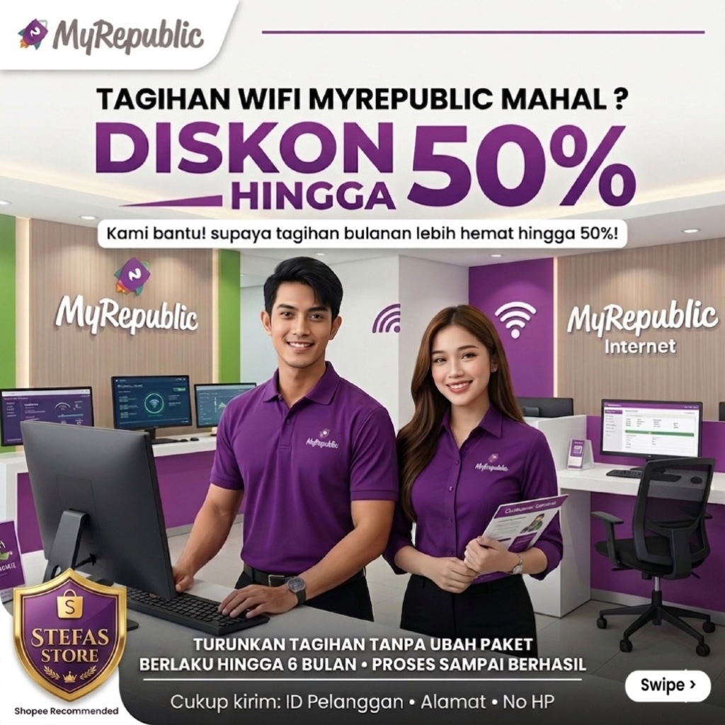 Jasa Hemat Tagihan WiFi MyRepublic Hingga 50% | Promo 6 Bulan | Jasa Layanan Akses Internet Myrepubl