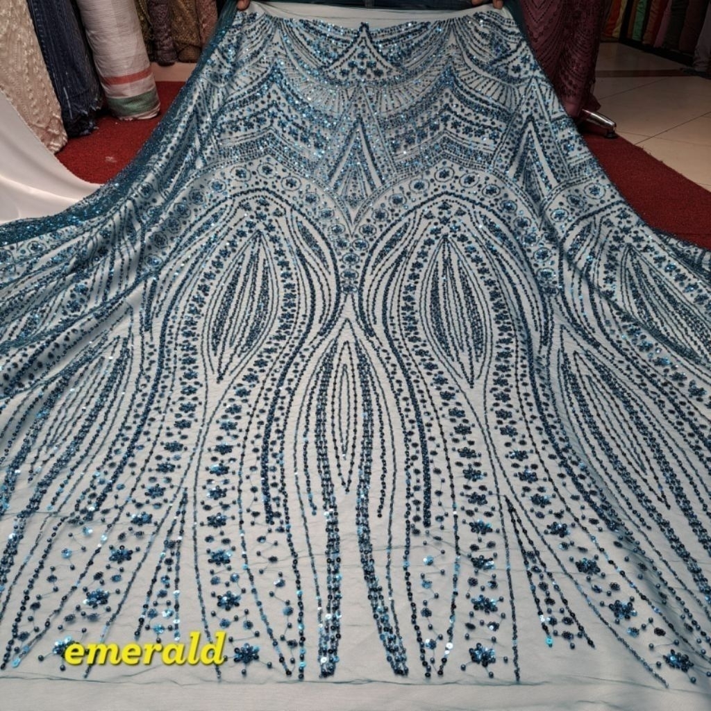 COD Bahan kain tille full payet/kain full payet//kebaya mewah