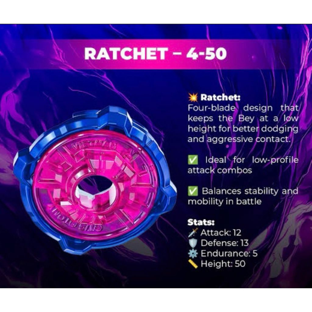 RATCHET 4-50 BEYBLADE X - NEW - TAKARA TOMY - ORI - FROM SHARK SCALE DECK SET