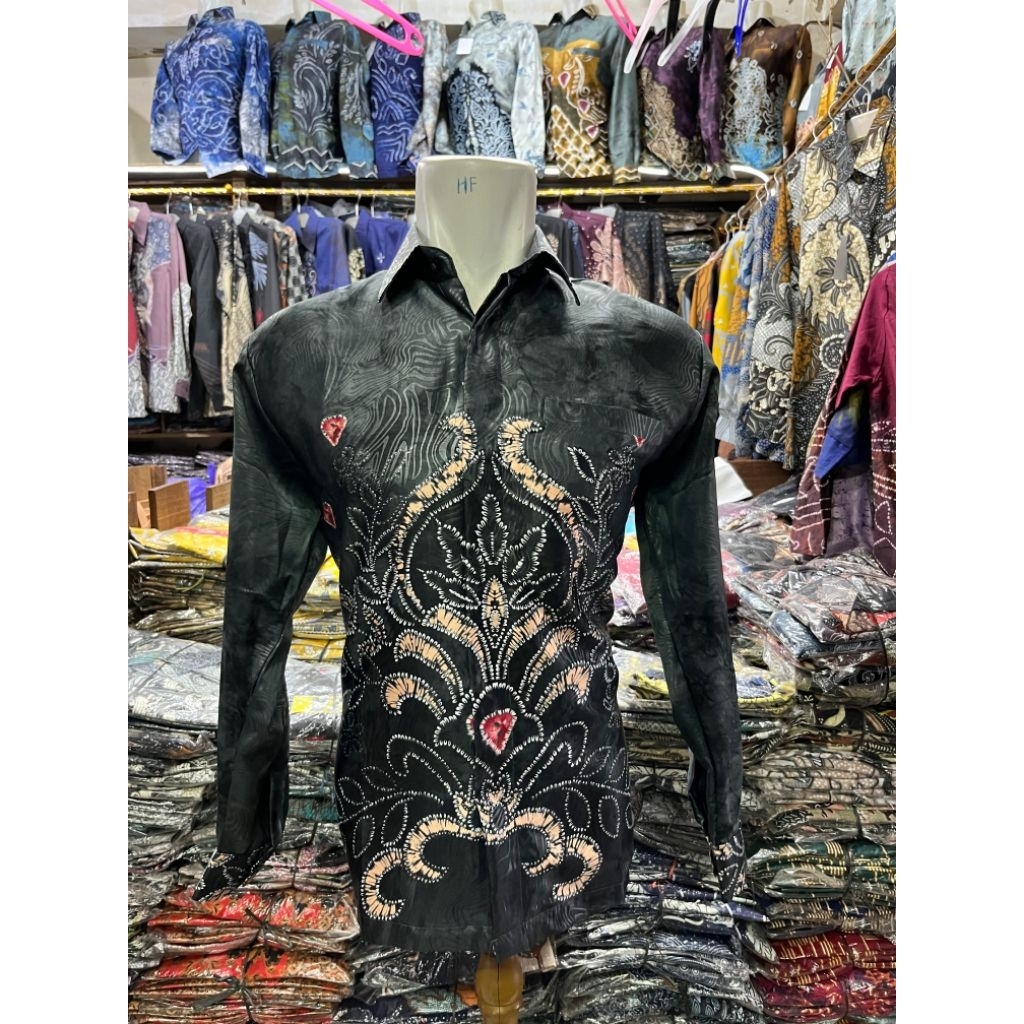 BAJU KEMEJA PRIA MOTIF SASIRANGAN PRINTING EMBOS KHAS BANJAR LENGAN PANJANG, PREMIUM