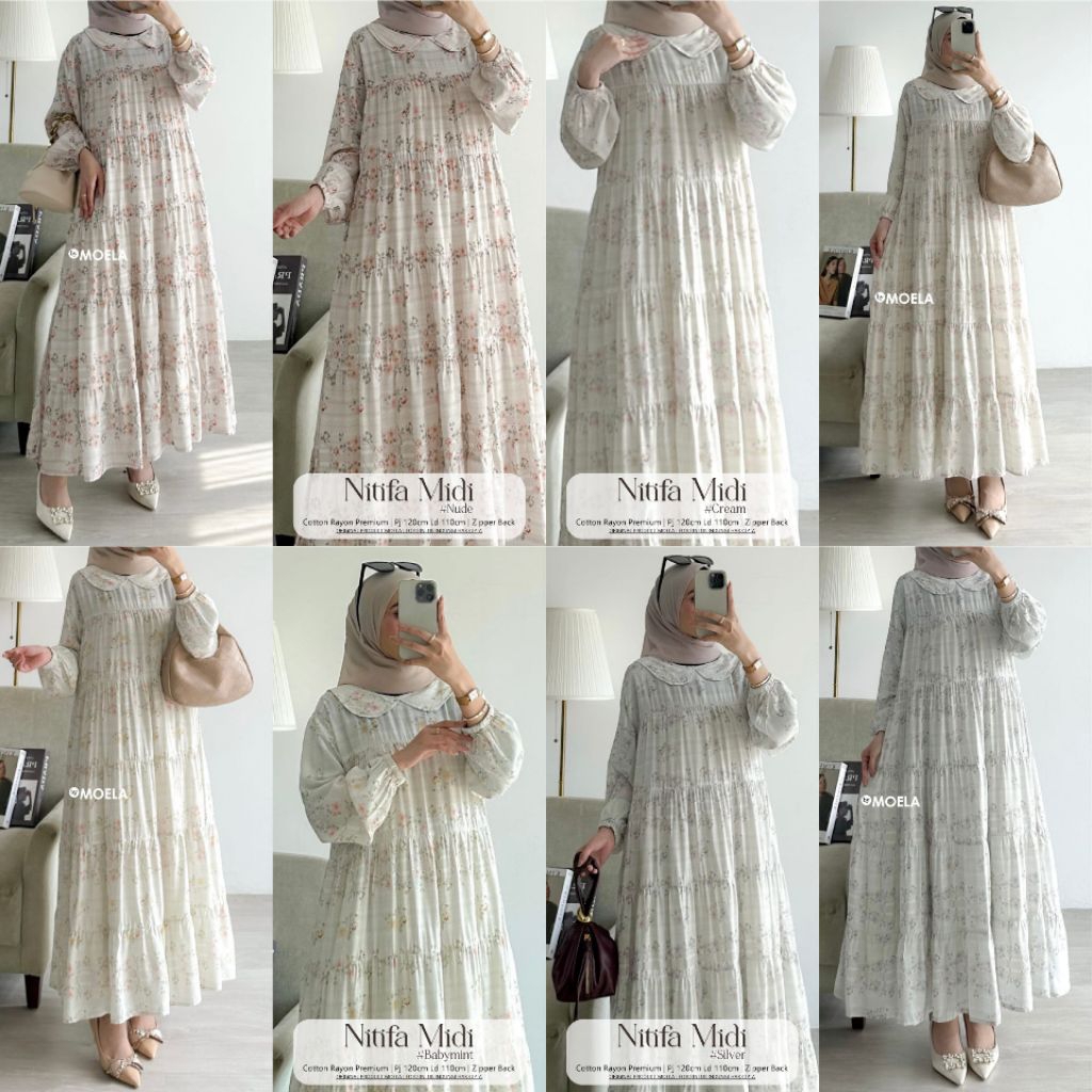 Moela Berlabel Nitifa Dress Gamis Jumbo Allsize Busui Premium Catton Rayon Original