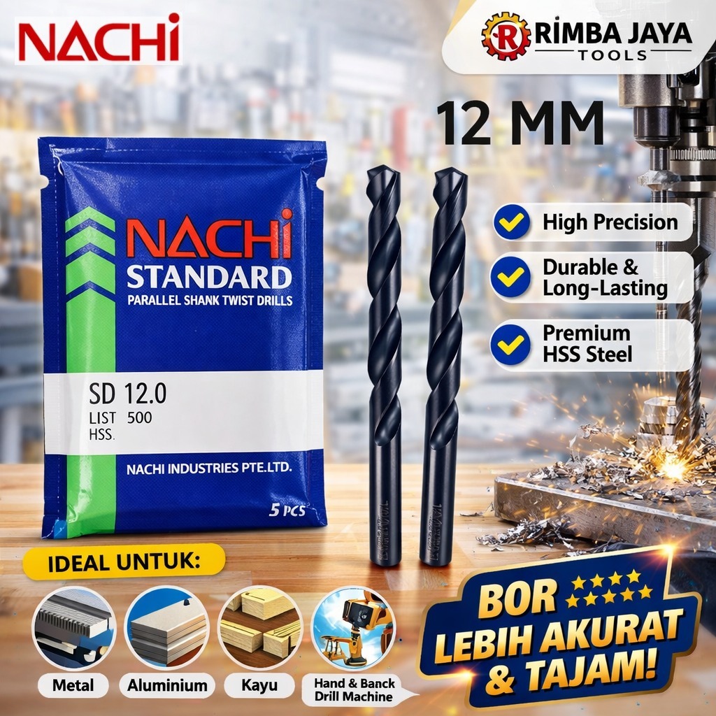 MATA BOR NACHI 12MM BOR BESI/TEMBOK/BETON/KAYU ECERAN