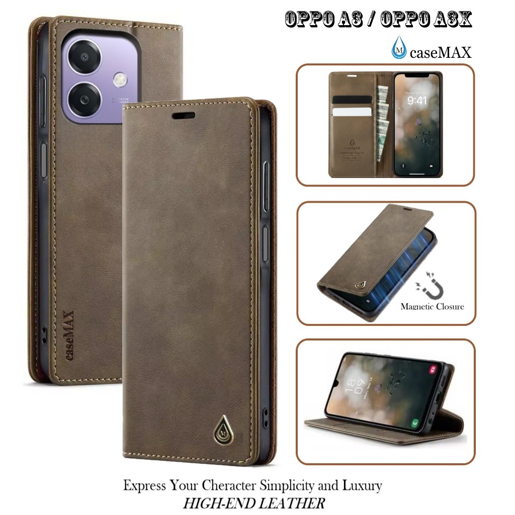 Flip Case OPPO A3 | OPPO A3X Case Wallet Kulit Casing Dompet Case Wallet Leather Flip Case OPPO A3 |