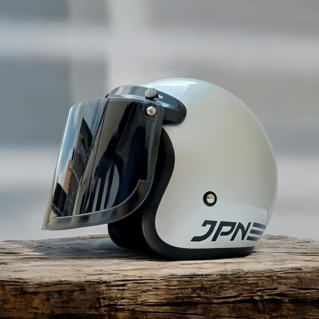 Helm JPN Original Satu Set Dengan Kaca Datar - Kaca Cembung