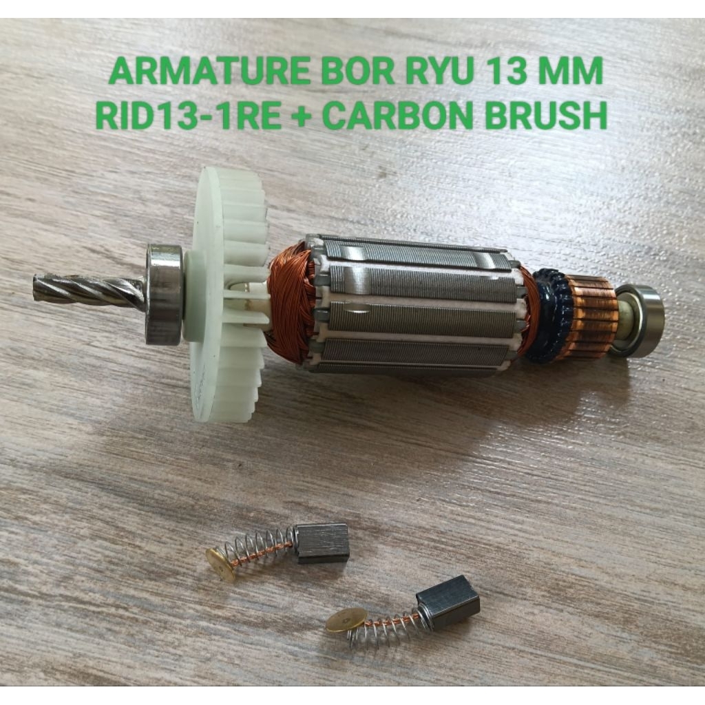 ARMATURE RYU RID13-1RE /ANGKER ROTOR DINAMO MESIN BOR 13MM RYU  RID 13-1RE ORIGINAL PLUS CARBON BRUS