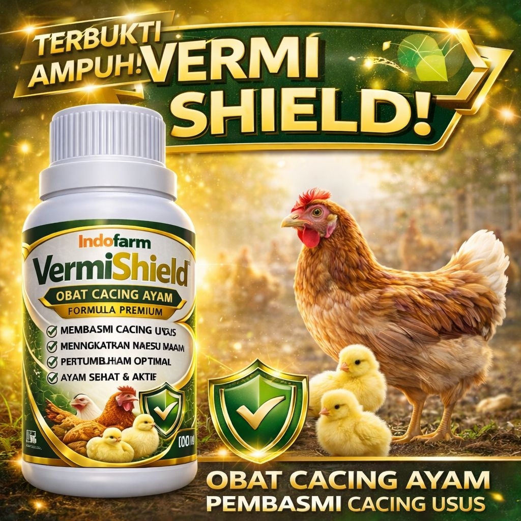 Obat Cacing Ayam Herbal Vermishield 100ml/Obat Cacing Gelang pita gilig pada ayam