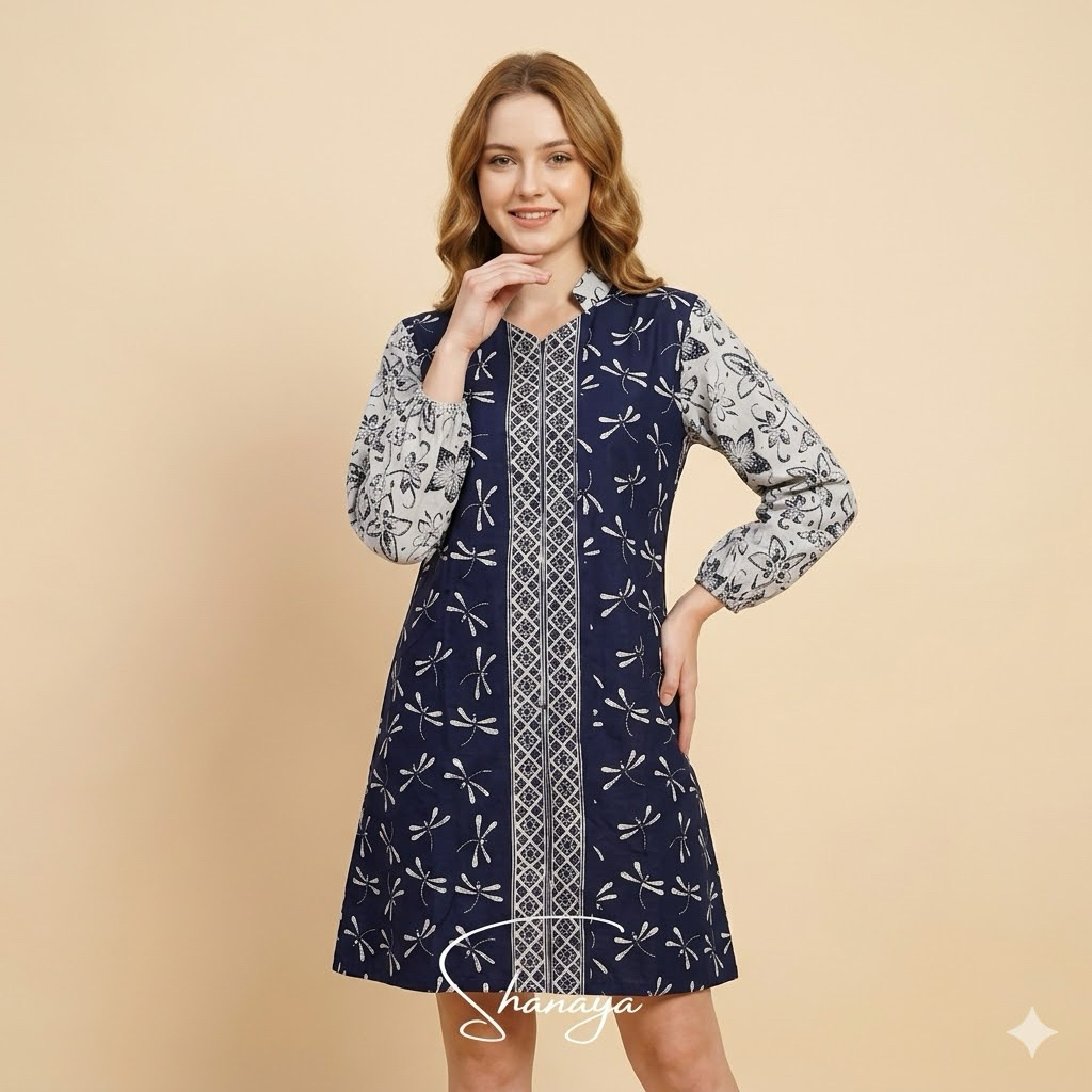 Shanaya Batik Tunik Zipper Depan Adinda Batik Cap Garutan