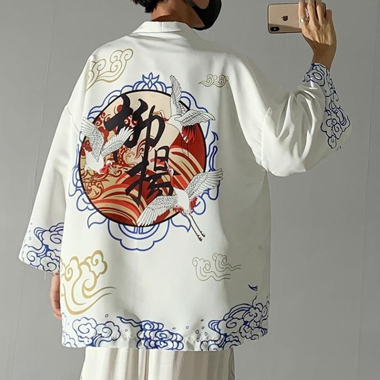 Jubah Dao Tiga Bagian Setelan Gaya Pria Hanfu Trendy