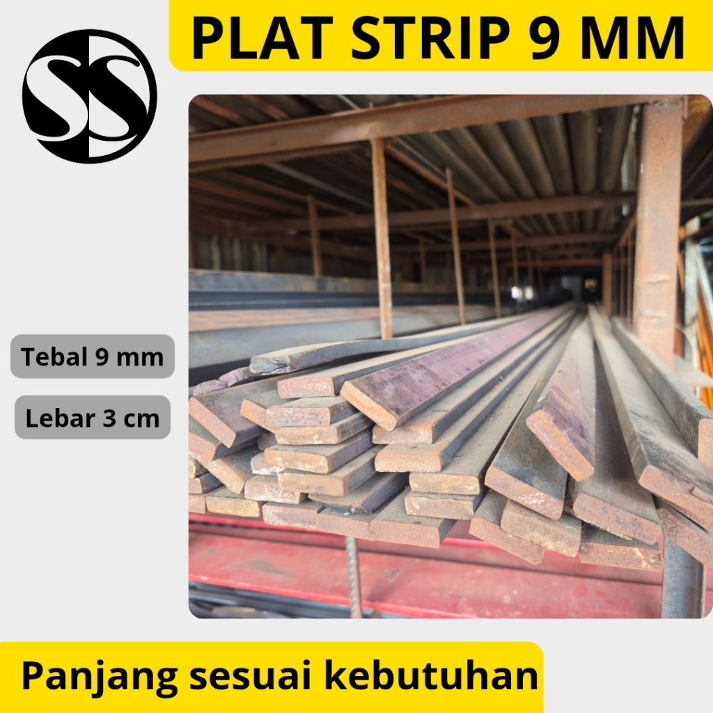 Plat Strip Tebal 9 mm Lebar 3 cm | Besi Plat Strip