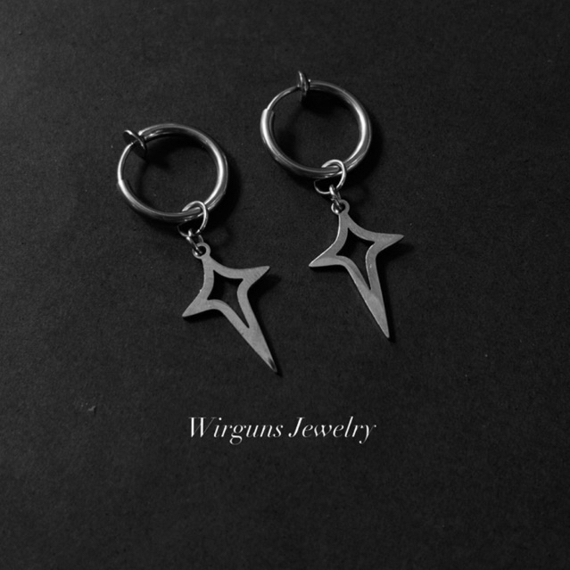 Anting Gantung Bintang Titanium Steel Anti Karat Unisex