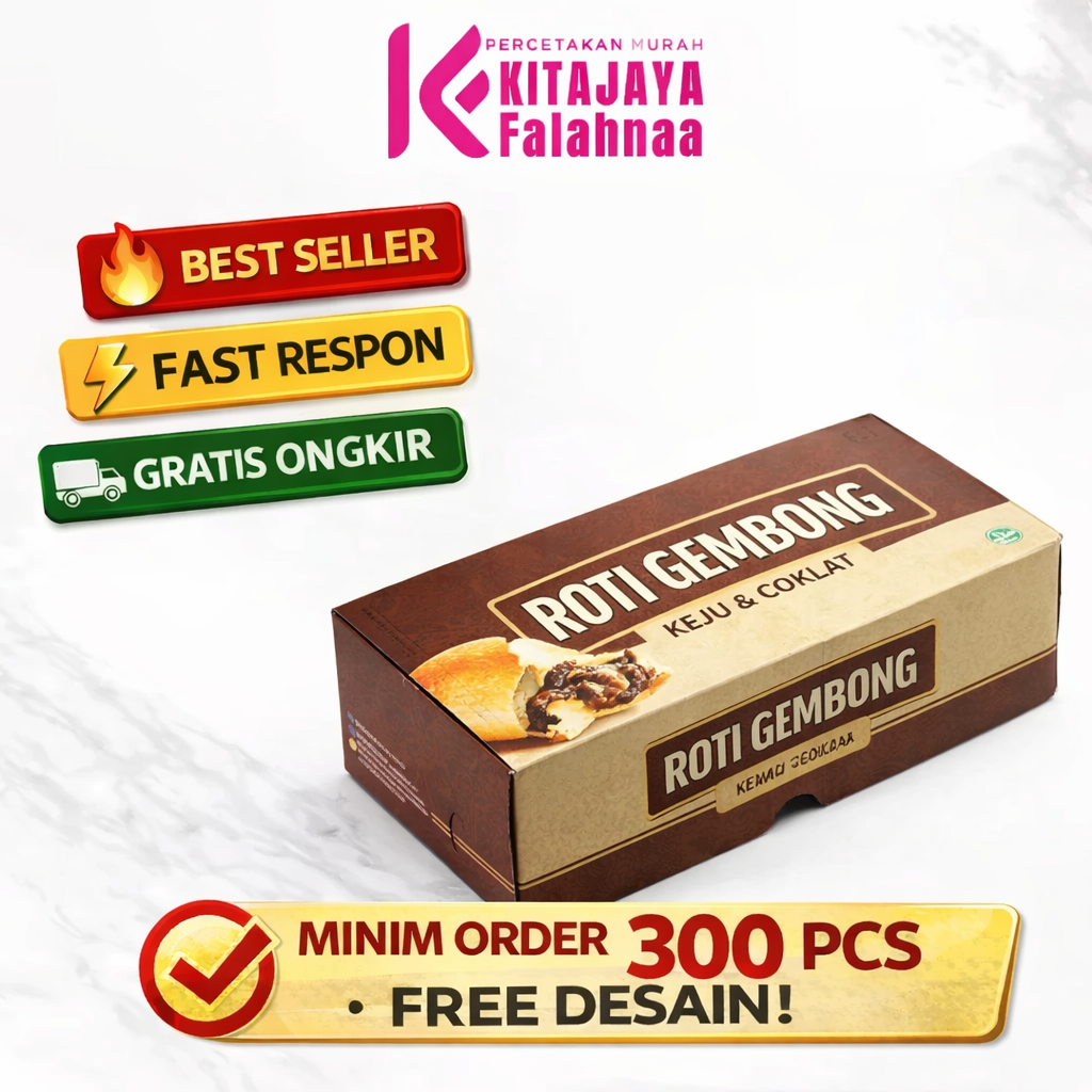 CUSTOM Box Roti Gembong 22x11x9 | 21x10,5x8 | Minim 300 Pcs | Premium Ivory