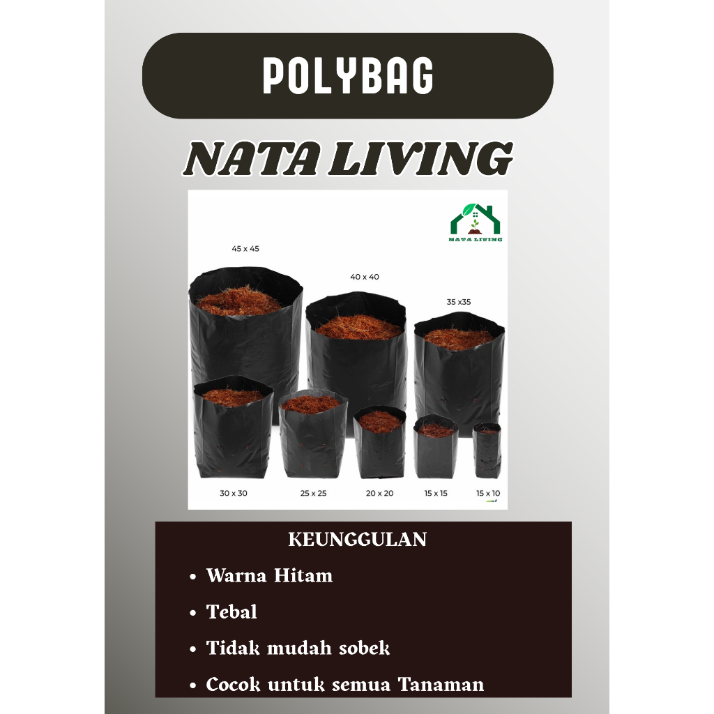 Plastik Polybag Ukuran - per 0.5 Kg - Polybag Kuat, Tebal, Tidak Mudah Sobek, Cocok Untuk Media Tana