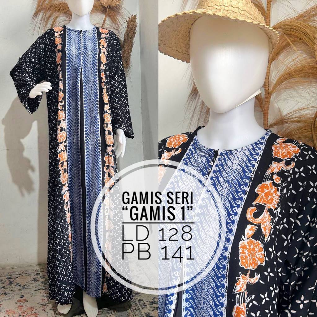 Gamis Longdress LAMOZA Batik Cap Pekalongan Long Dress Jumbo Busui Rayon Super Adem Lowo Lengan Panj