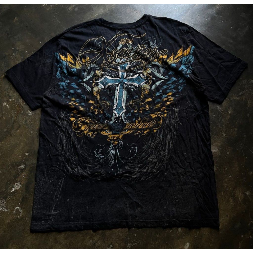 Y2K GOTH GRUNGE XZAVIER CROSS AOP GRAPHIC TEE