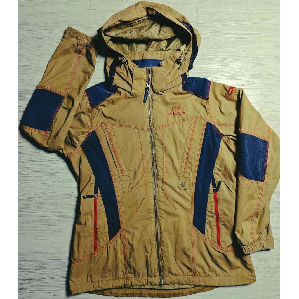Jaket Eider Green Army Outdoor Jacket Waterproof Gorpcore Visior Hiking Motoran Sport Branded