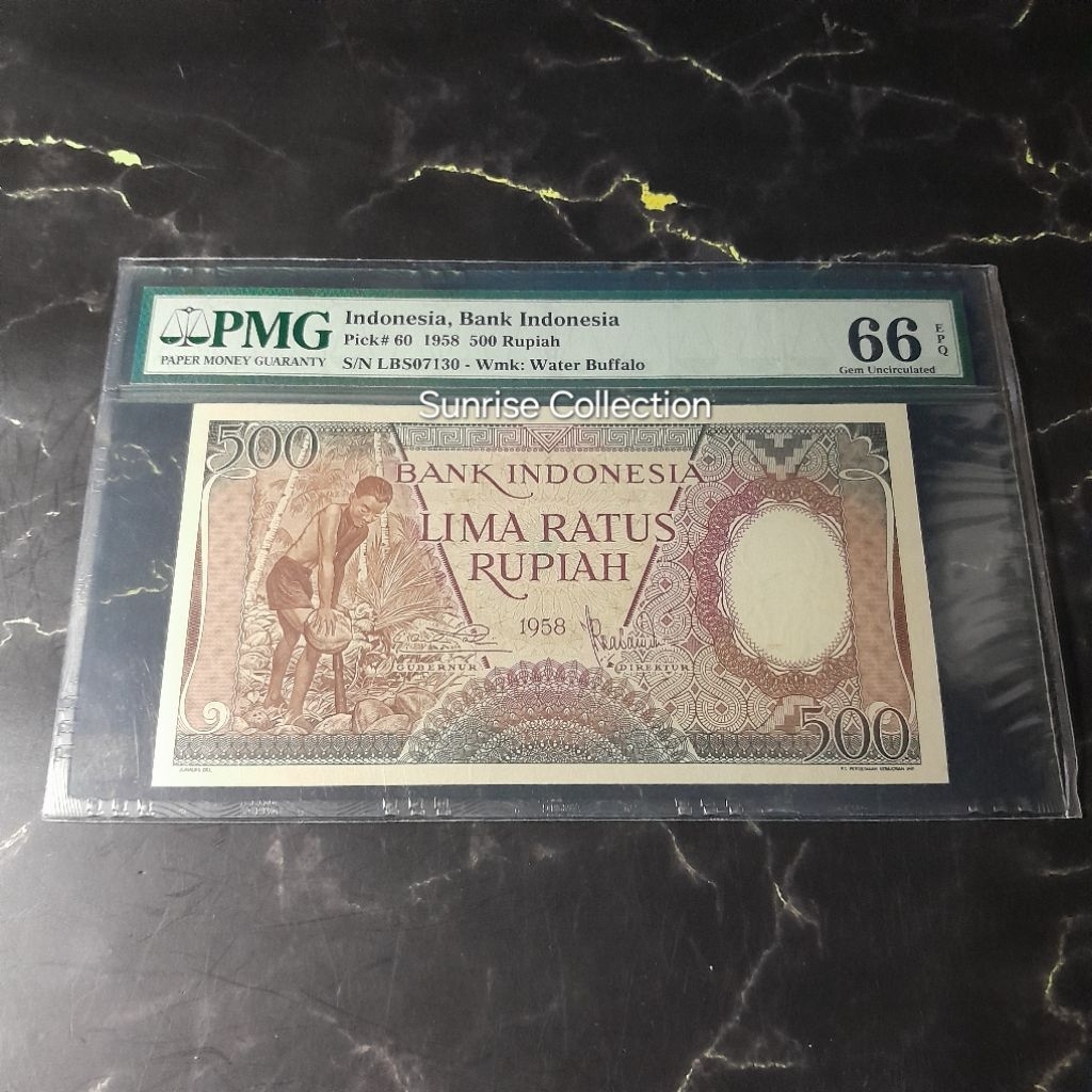 Uang Kuno Indonesia PMG 66 EPQ 500 Rupiah Pekerja Tahun 1958