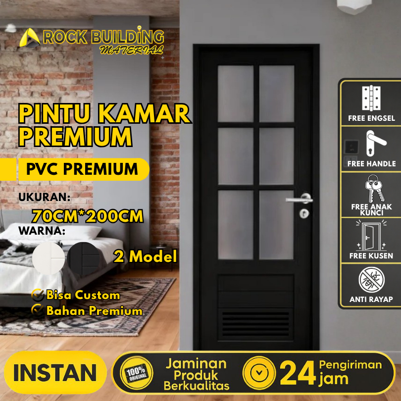 Pintu UPVC Model E Kaca Pintu Kamar UPVC Premium Pintu Rumah Berkualitas Bahan UPVC Pintu Kamar Mand