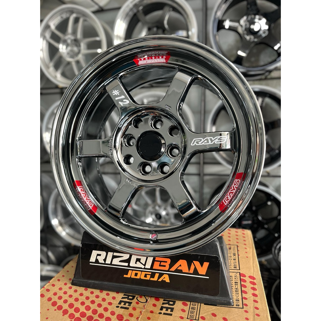 velg te37 12 r16 black chrome pcd 4x100/114 kondisi baru