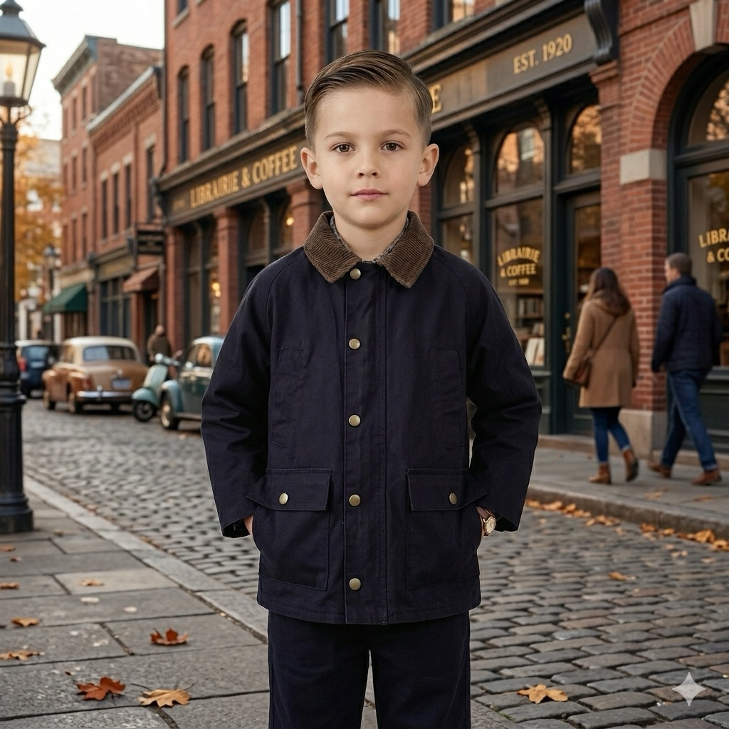 collar corduroy jacket anak hitam keren