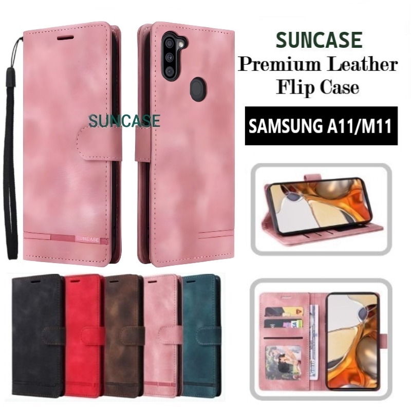 Casing hp SAMSUNG A11 M11 model flip dompet softcase premium ada tali