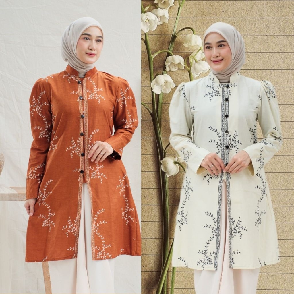 Batik Wanita Tunik Modern Cantik Model Terbaru Blouse Batik Seragam Kantor Resmi Model Motif kekinia