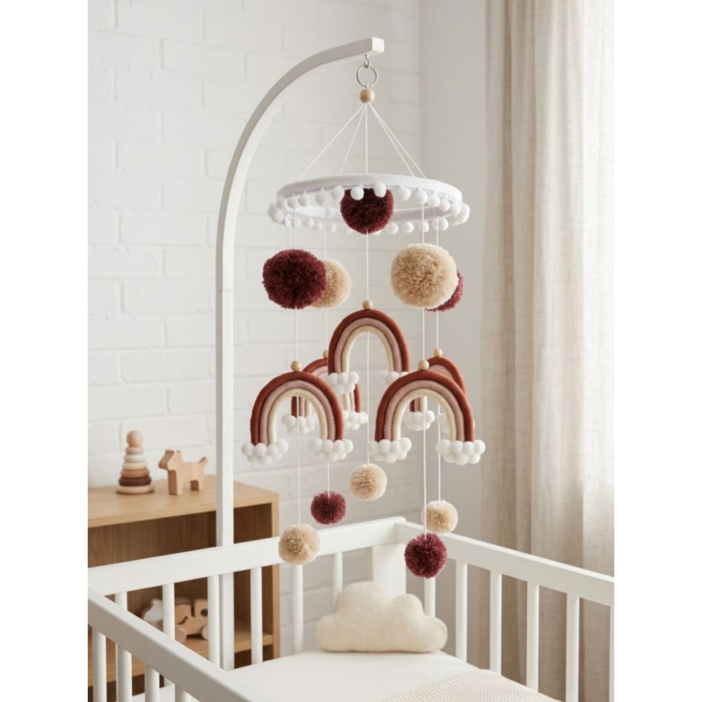 [Bisa Custom Warna] Rainbow macrame baby mobile  Mainan gantung box bayi  Baby crib mobile  Mainan b