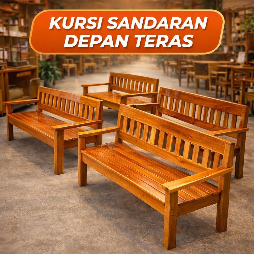 Kursi Sandaran Panjang Bahan Kayu Jati