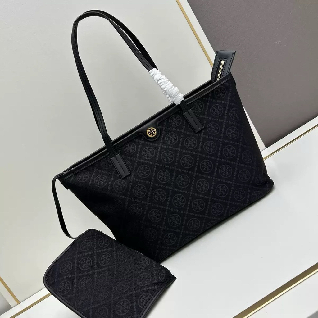 Tas Tory Burch T Monogram Canvas Tote Bag