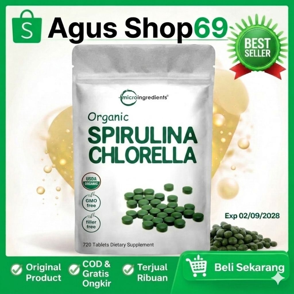 MicroIngredients Organic Chlorella Spirulina Tablet Micro Ingredients Spirulina Chlorella isi 720