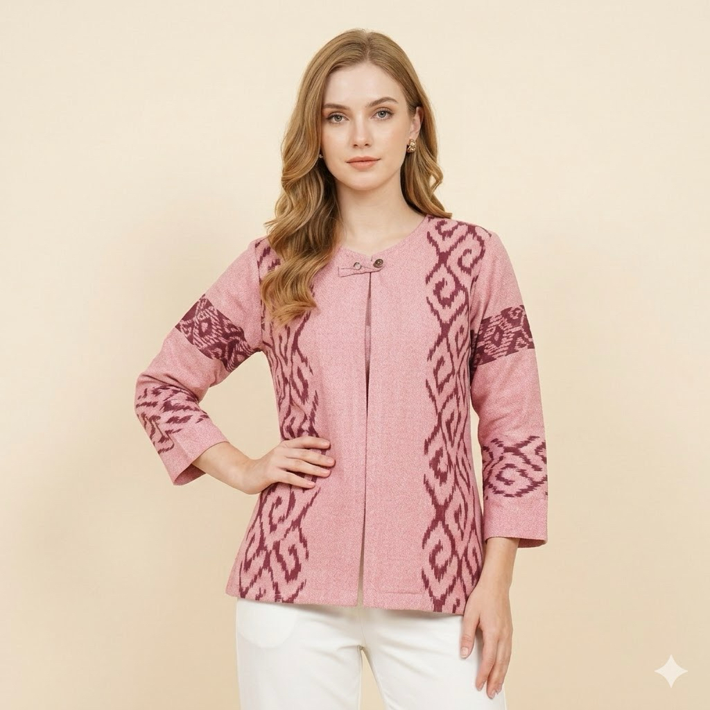 Shanaya Baju Batik Wanita Cardi Tenun Maira Tenun Original Kancing Atas Atasan Batik Modern Kekinian