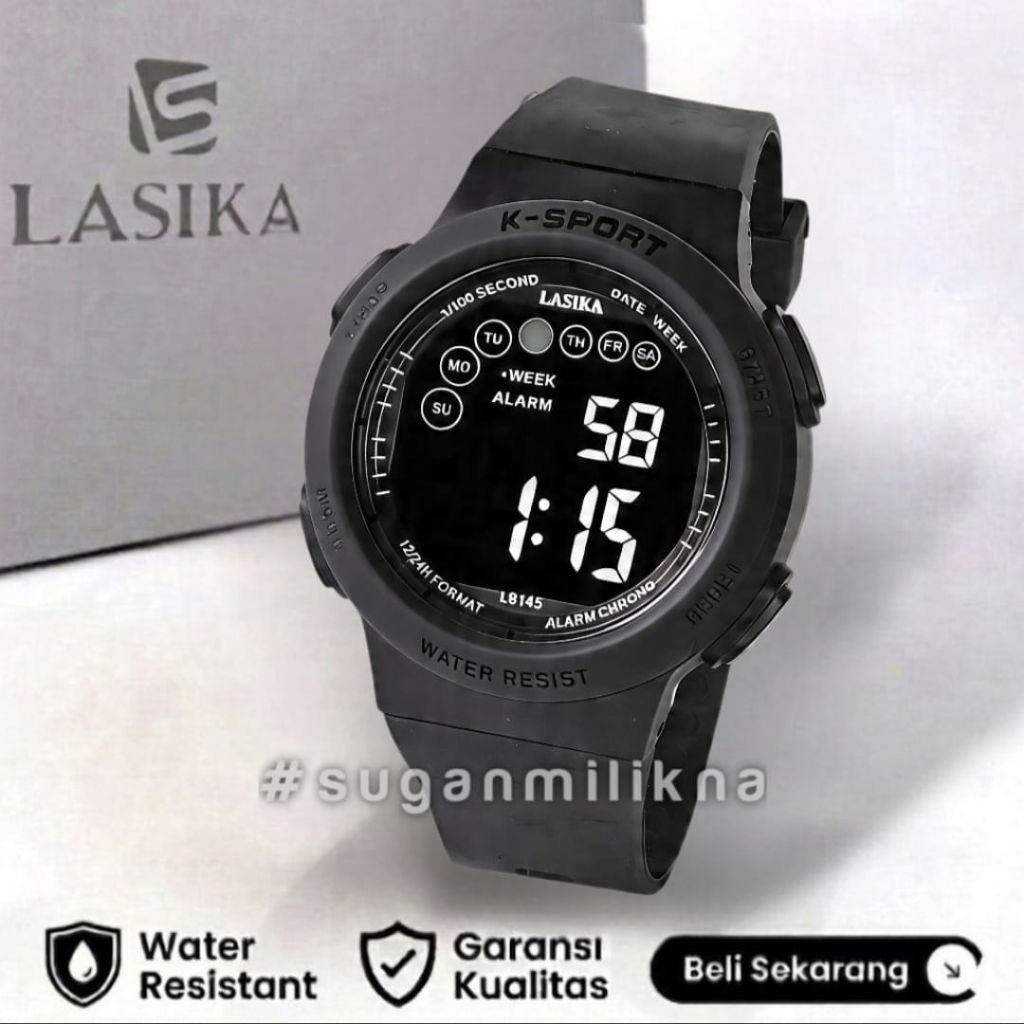 Jam Tangan Lasika Digital L8145 Sport Outdoor Waterproof Stopwatch Strap Karet