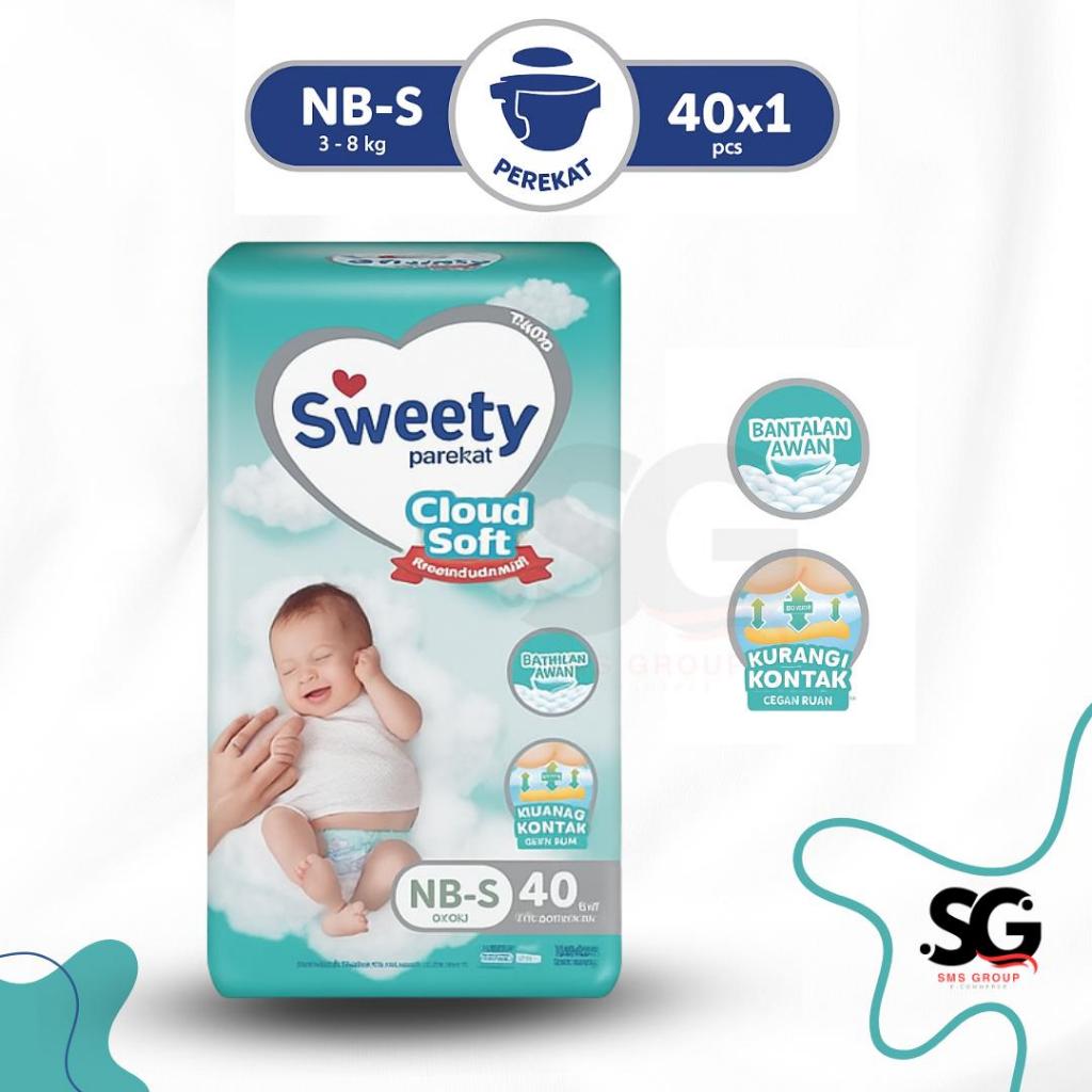 ( NBS-40 Perekat )Sweety Silver Soft Cloud Pants Perekat Popok Bayi Perekat NBS40