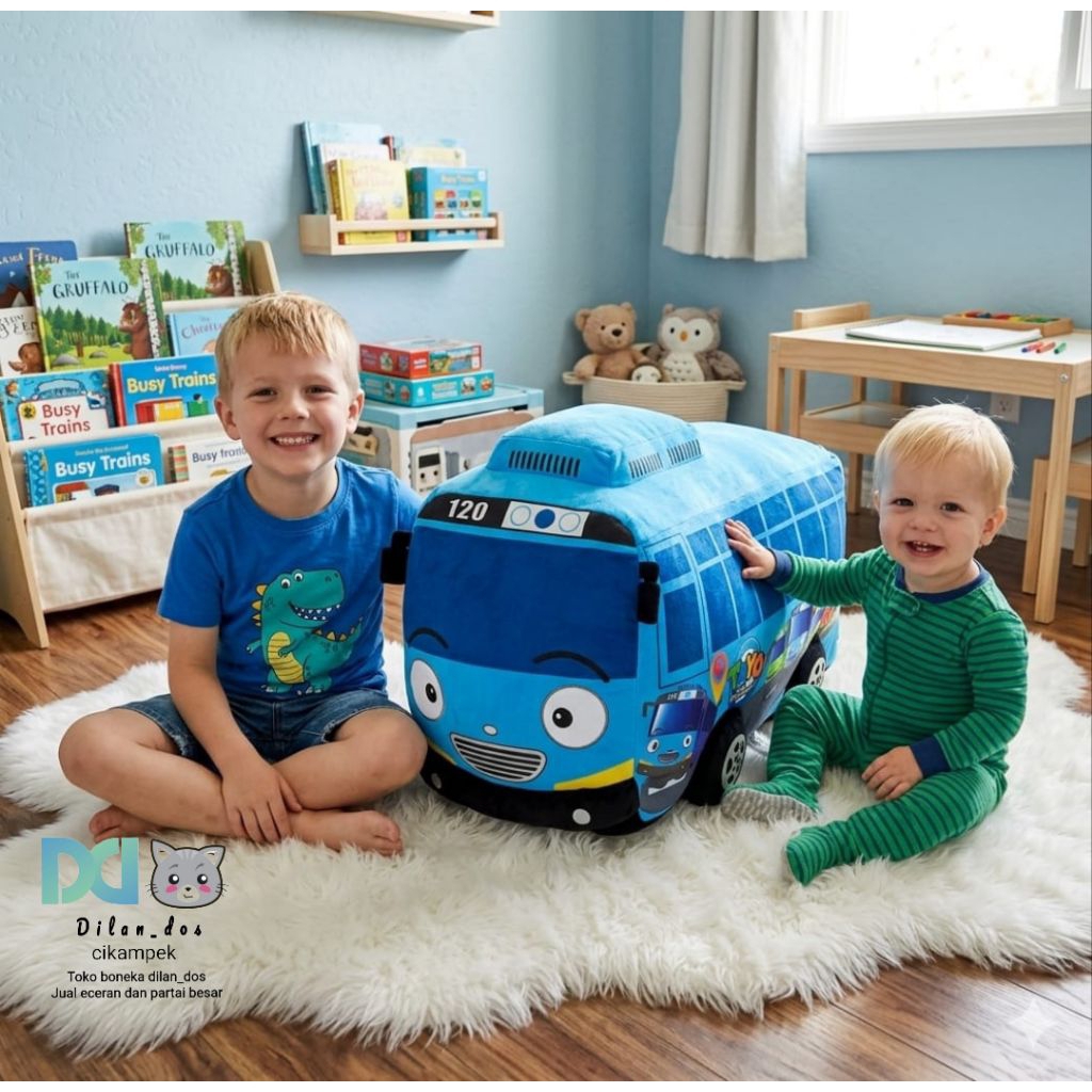 Boneka Tayo Bus mainan anak jumbo 60 cm karakter kartun Bus tayo rogi rani Gani