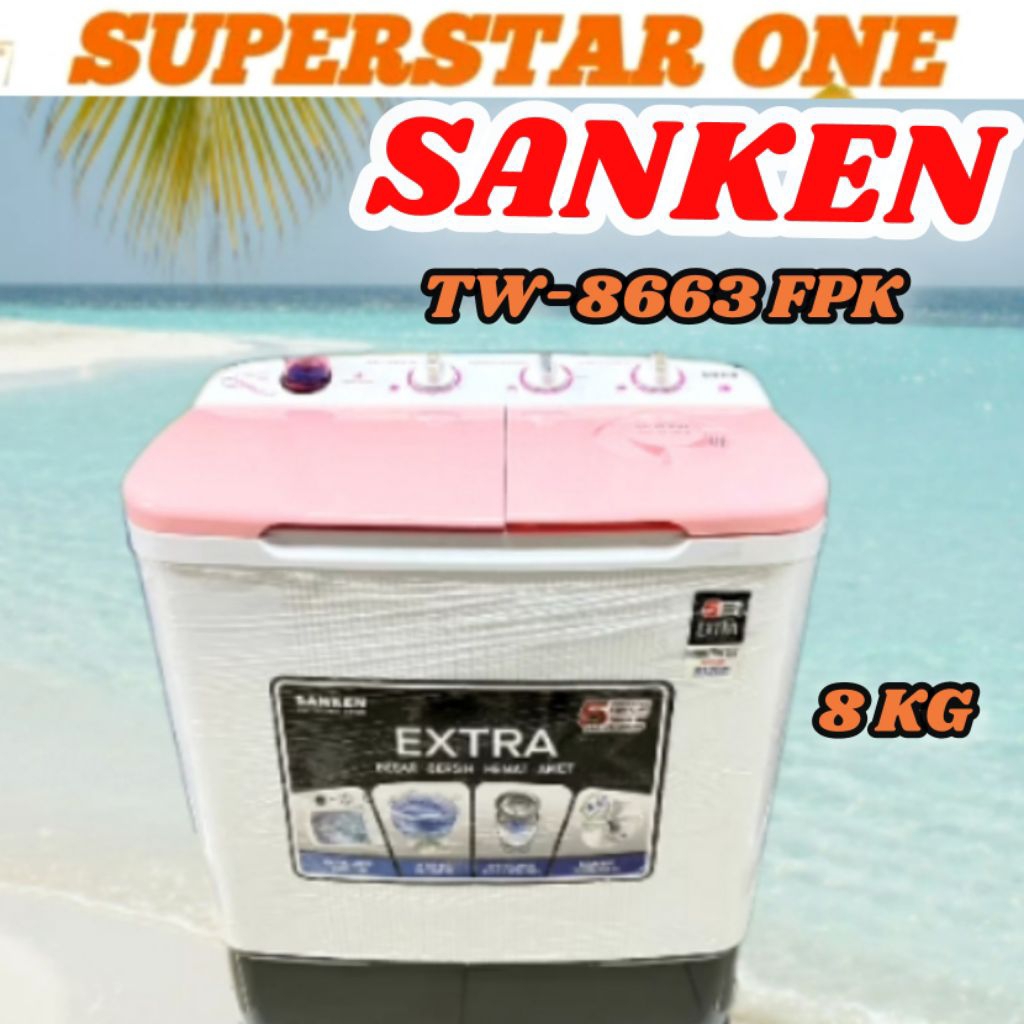 mesin cuci sanken TW-8663 FPK/TW-8663 KAPASITAS 8KG