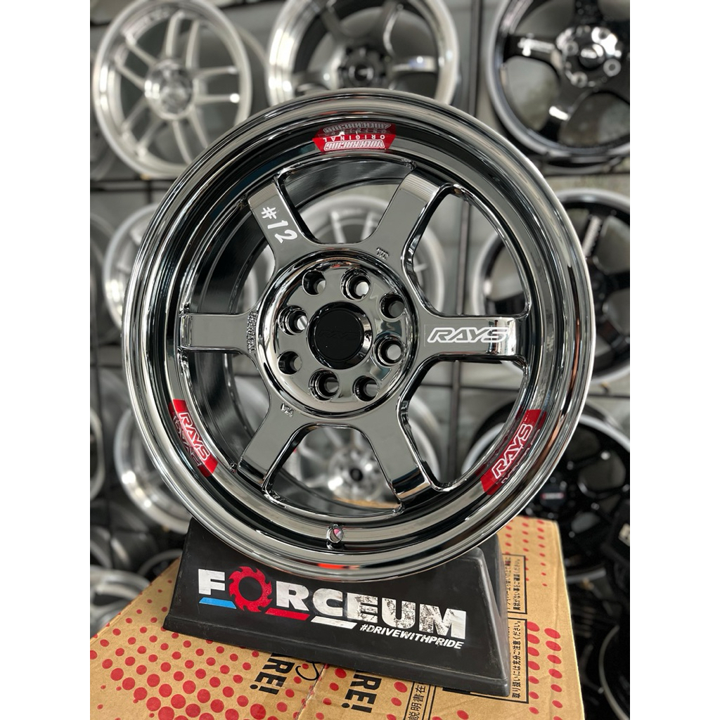 velg te37 12 r16 black chrome pcd 4x100/114 kondisi baru