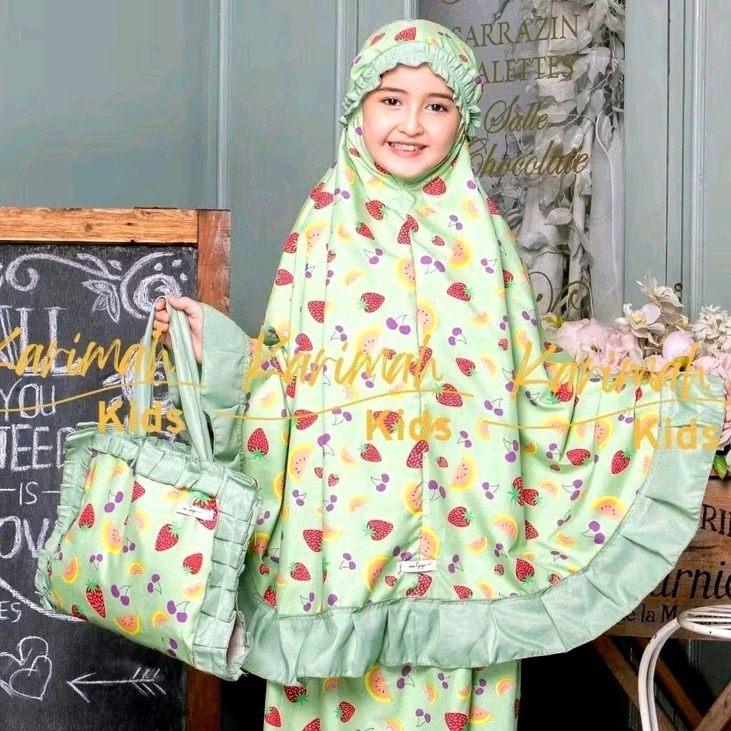 mukena anak mukena sajadah motif mix polos 3-10 tahun